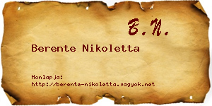 Berente Nikoletta névjegykártya